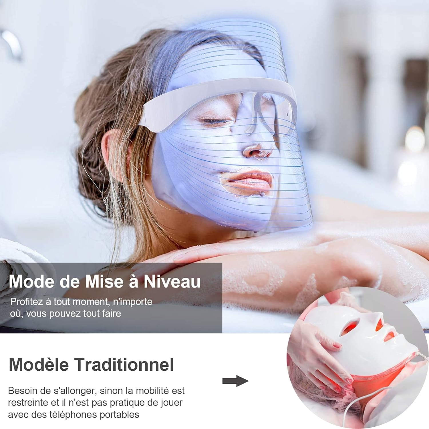 7 Couleur LED Masque Luminothérapie, Beauty Masque Photonique Pour Le Rajeunissement De La Peau Anti-Âge Acné Tache Cicatrice Enlèvement Serrage Masque Facial