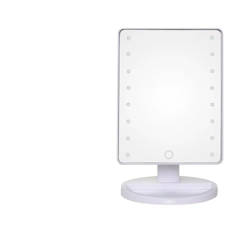 16 LED Makeup Mirror Table Type Single Side Portable Desktop Beauty Mirror Student Dormitory with Light Makeup Rotating Storage