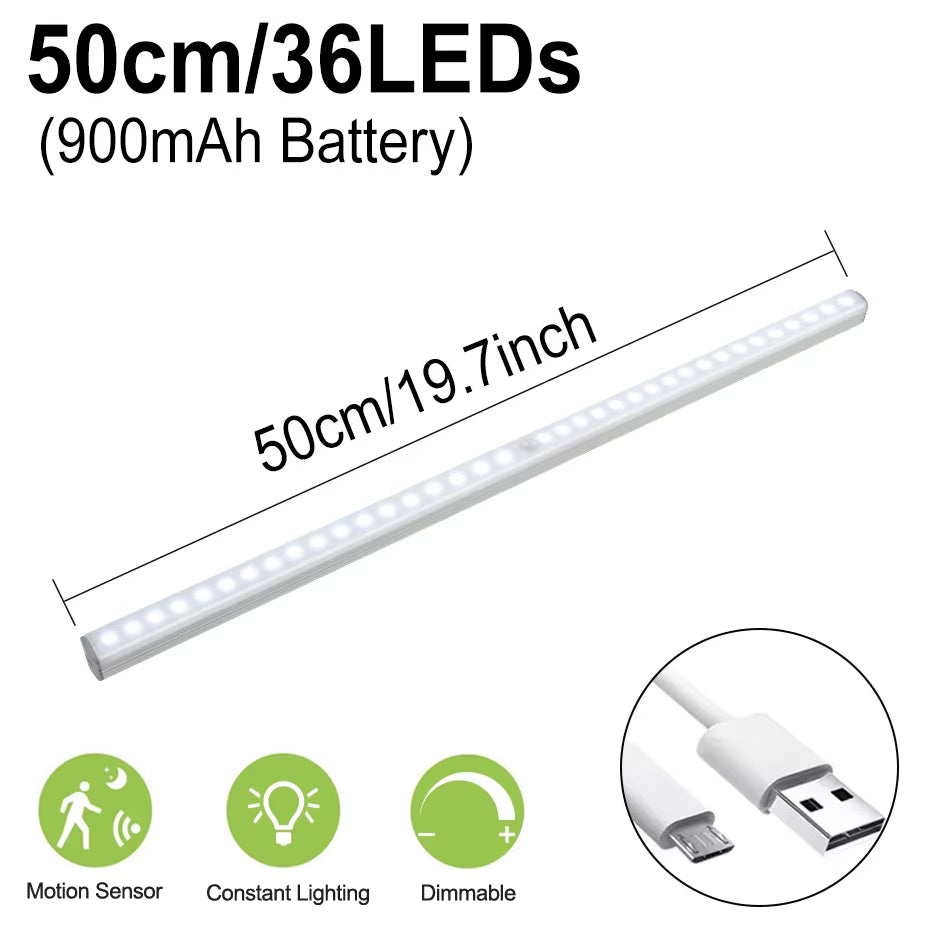 6/10/14/20/36Leds Dimmable Cabinet Light 24 40 60Leds 4 Mode PIR Motion Sensor Night Light USB Rechargeable for Bedroom Wardrobe