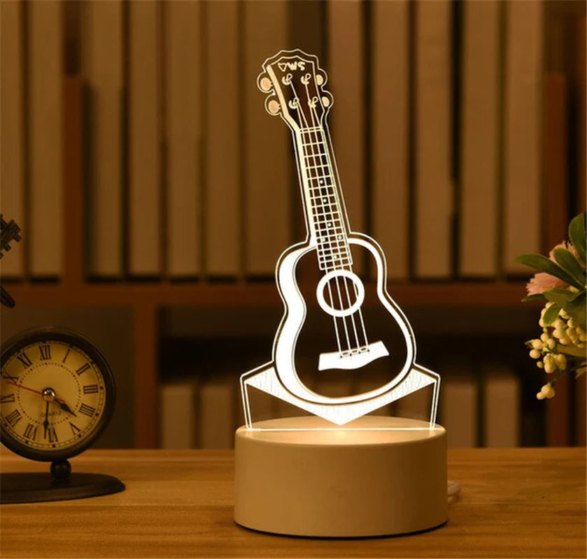 3D Lamp Acrylic LED Night Lights Christmas Party Decoration Night Light for Home Bedroom Decor New Year Wedding Neon Lamp USB