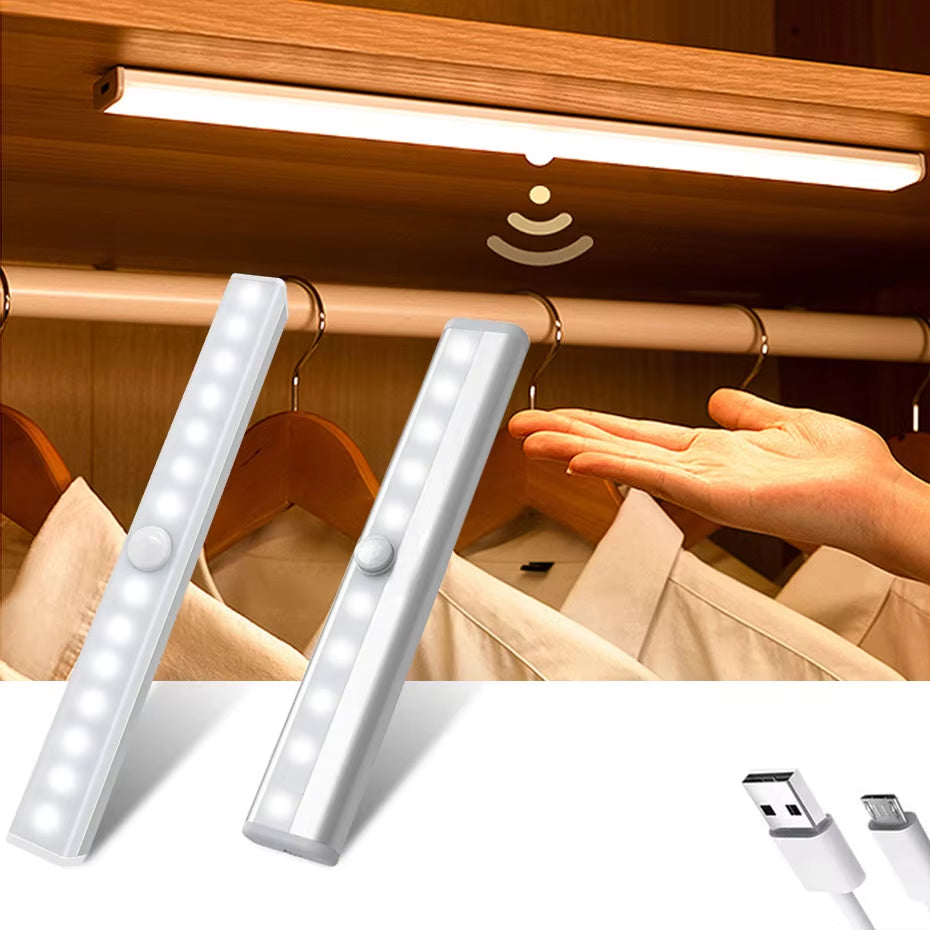 6/10/14/20/36Leds Dimmable Cabinet Light 24 40 60Leds 4 Mode PIR Motion Sensor Night Light USB Rechargeable for Bedroom Wardrobe