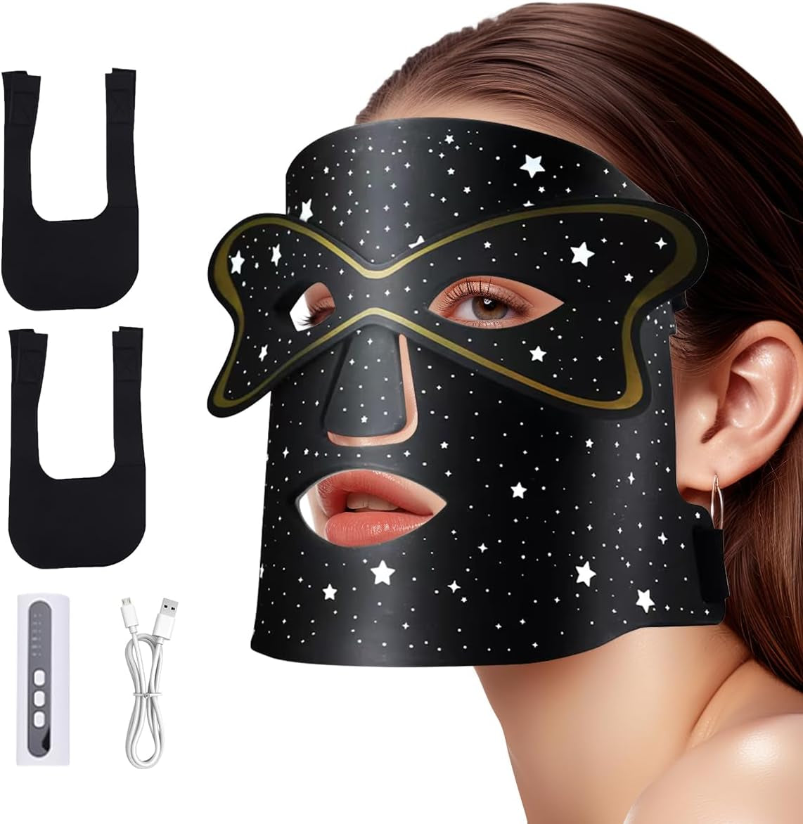 Masque Facial LED De Visage Luminothérapie, 7 Couleurs Avec Lumière Infrarouge, 3 Modes Pour Régler L'Heure Avec Télécommande, Raffermissant, Éclaircissement, Dispositif De Soin Pour Tout Type De Peau