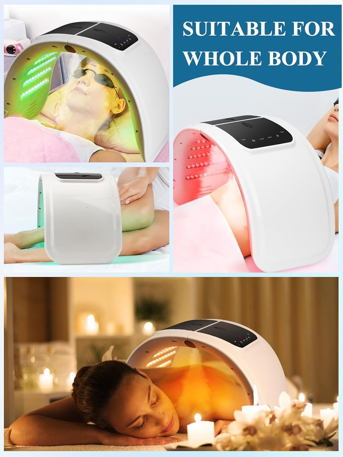 Masque LED Visage 7 Couleurs: Pliable Masque Luminothérapie Visage Avec Fonction Spray - Masque Facial LED Pour Anti-Âge Rajeunissement