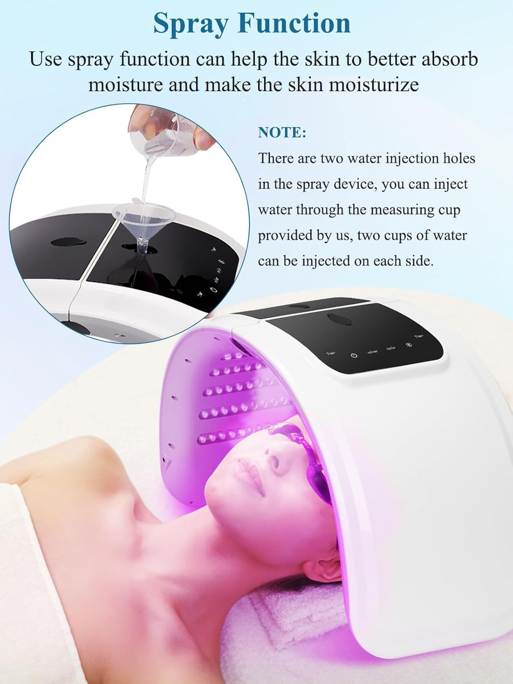 Masque LED Visage 7 Couleurs: Pliable Masque Luminothérapie Visage Avec Fonction Spray - Masque Facial LED Pour Anti-Âge Rajeunissement
