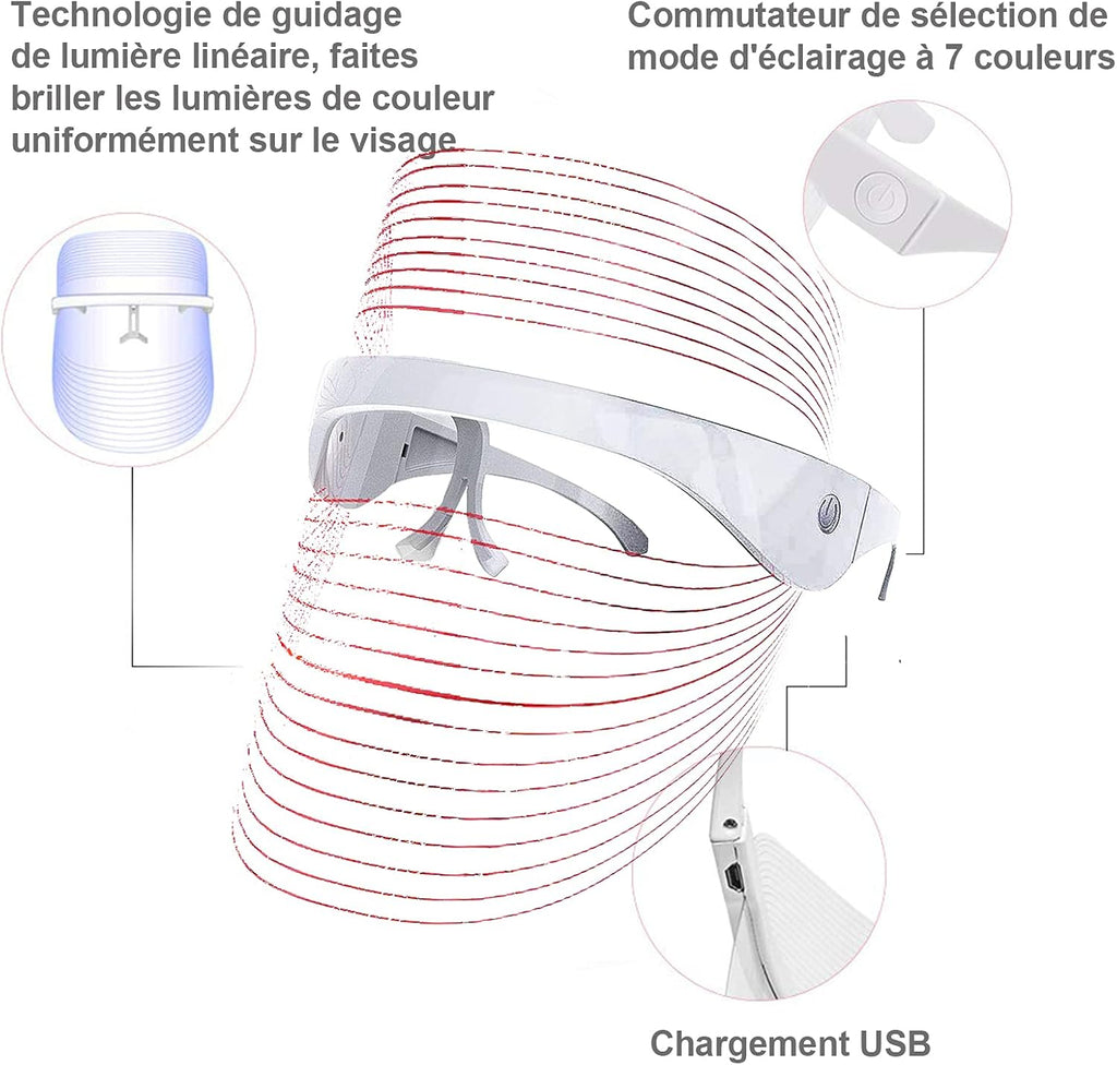 7 Couleur LED Masque Luminothérapie, Beauty Masque Photonique Pour Le Rajeunissement De La Peau Anti-Âge Acné Tache Cicatrice Enlèvement Serrage Masque Facial