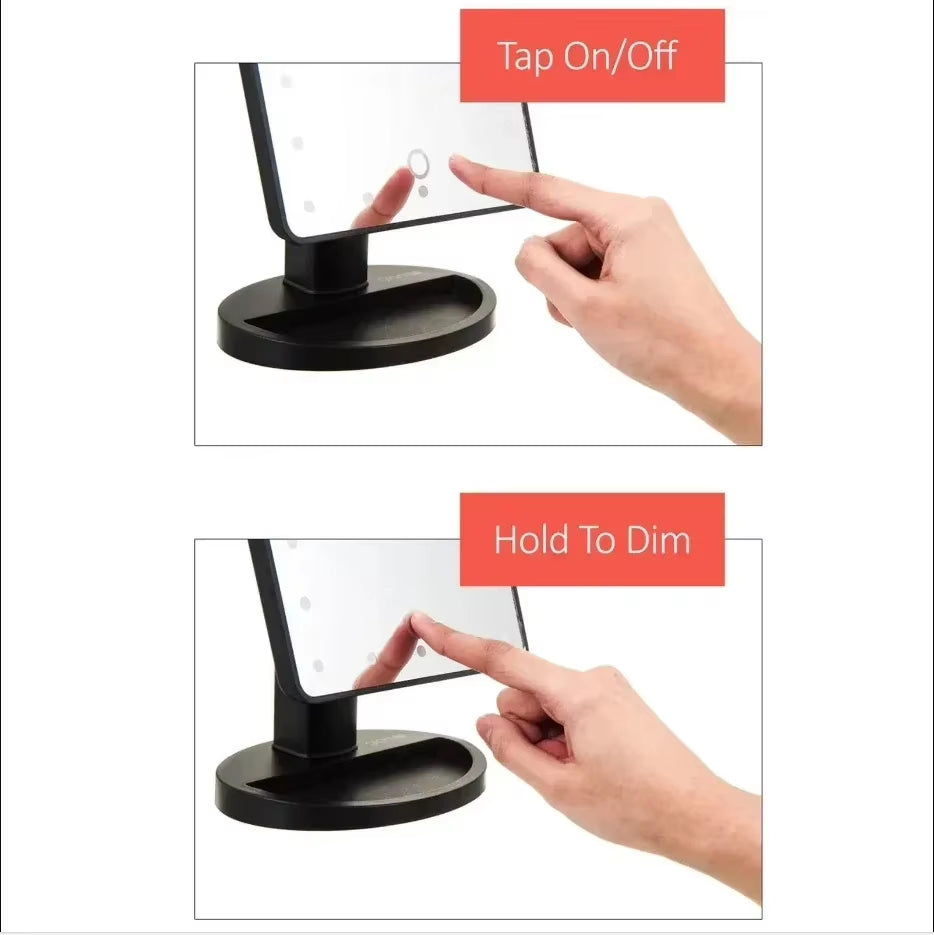 16 LED Makeup Mirror Table Type Single Side Portable Desktop Beauty Mirror Student Dormitory with Light Makeup Rotating Storage