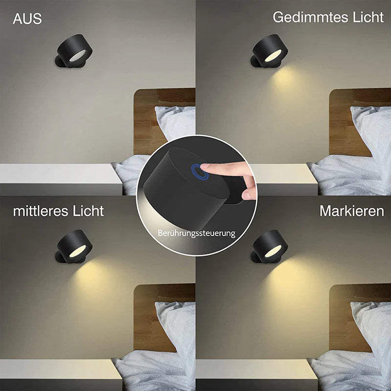 USB Rechargeable LED Wall Reading Light with Touch Control & Magnetic Mount