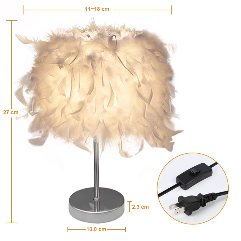 Bedside Reading Room Sitting Room Heart Shape Feather Crystal Table Lamp for Bedroom Light Art Deco Home Planetarium