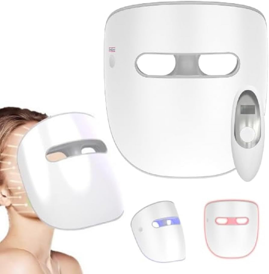 Masque LED Visage - Lumière Rouge, Bleue Et NIR Pour Anti-Âge, Réduction Des Rides Et Traitement De L'Acné. Sans Fil Et Portable.