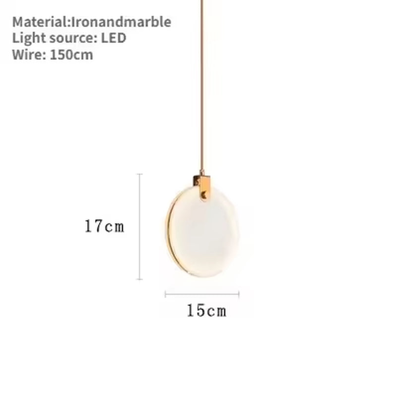 Marble Pendant Light Kitchen Island Dining Room Led Lustre Nordic Design round Stone Suspension Lamp Fixtures
