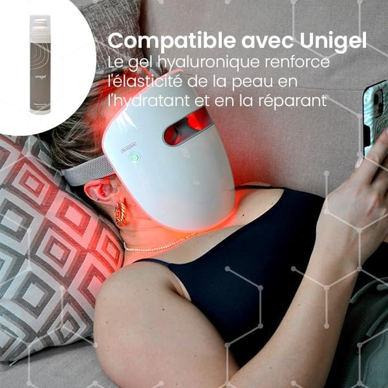 Glomask - Masque Facial À LED - Rajeunissement De La Peau, Réduction Des Rides, Contrôle De L'Acné, Luminothérapie Rouge, Bleue Et Infrarouge Proche - Traitement Facial Anti-Âge Validé