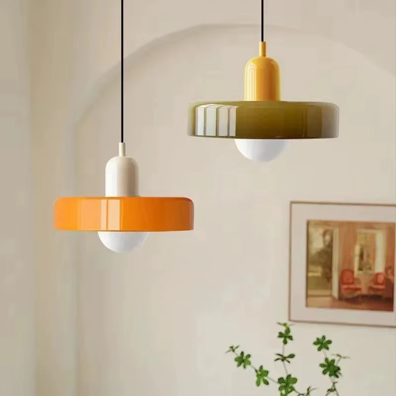 Nordic Retro Glass Pendant Lamps Indoor E27 LED Chandelier Living Room Dining Room Bedroom Kitchen Decorative Lights Fixture
