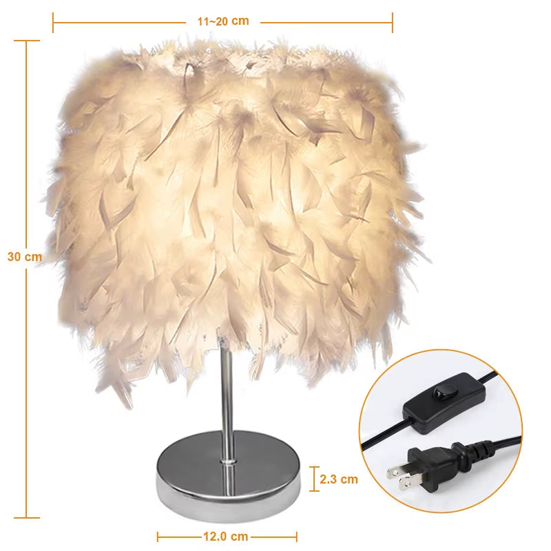 Bedside Reading Room Sitting Room Heart Shape Feather Crystal Table Lamp for Bedroom Light Art Deco Home Planetarium