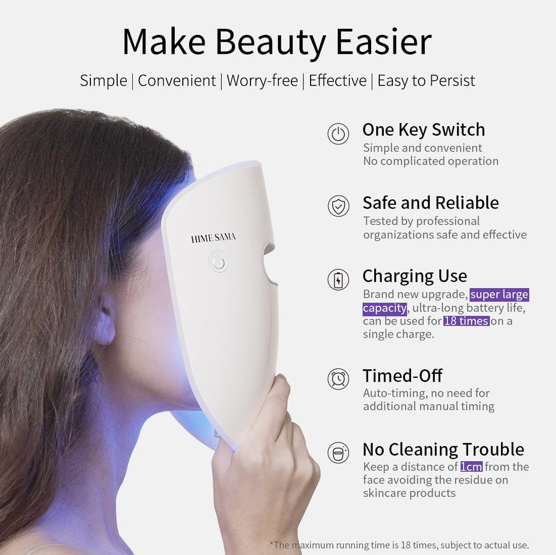 Masque Led Visage, Masque De Soin De La Peau Rouge + Nir & Blue Light Pour Anti-Âge/Éclaircir La Peau, Masque LED De Rajeunissement De La Peau À Domicile Pour Le Visage (RB-010)