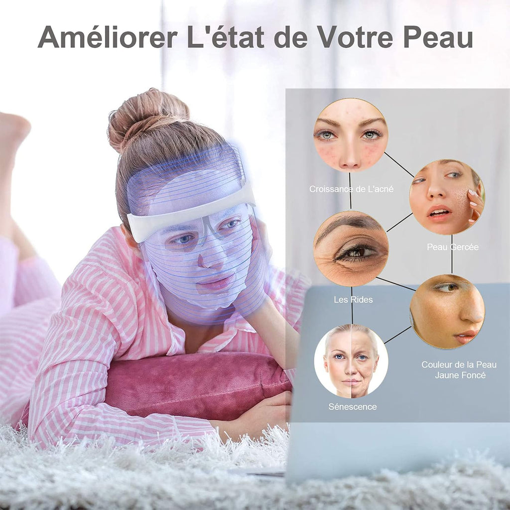 7 Couleur LED Masque Luminothérapie, Beauty Masque Photonique Pour Le Rajeunissement De La Peau Anti-Âge Acné Tache Cicatrice Enlèvement Serrage Masque Facial