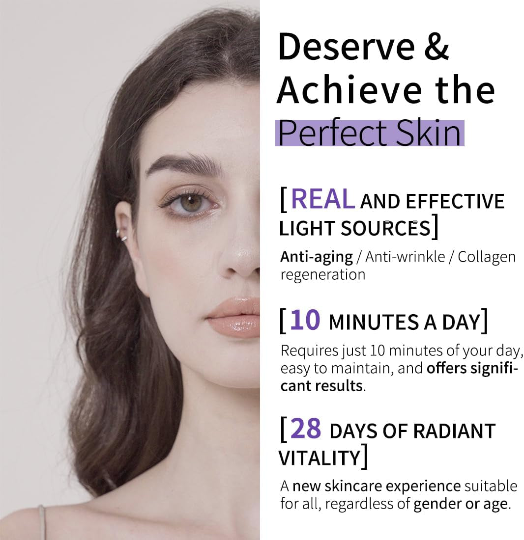 Masque Led Visage, Masque De Soin De La Peau Rouge + Nir & Blue Light Pour Anti-Âge/Éclaircir La Peau, Masque LED De Rajeunissement De La Peau À Domicile Pour Le Visage (RB-010)