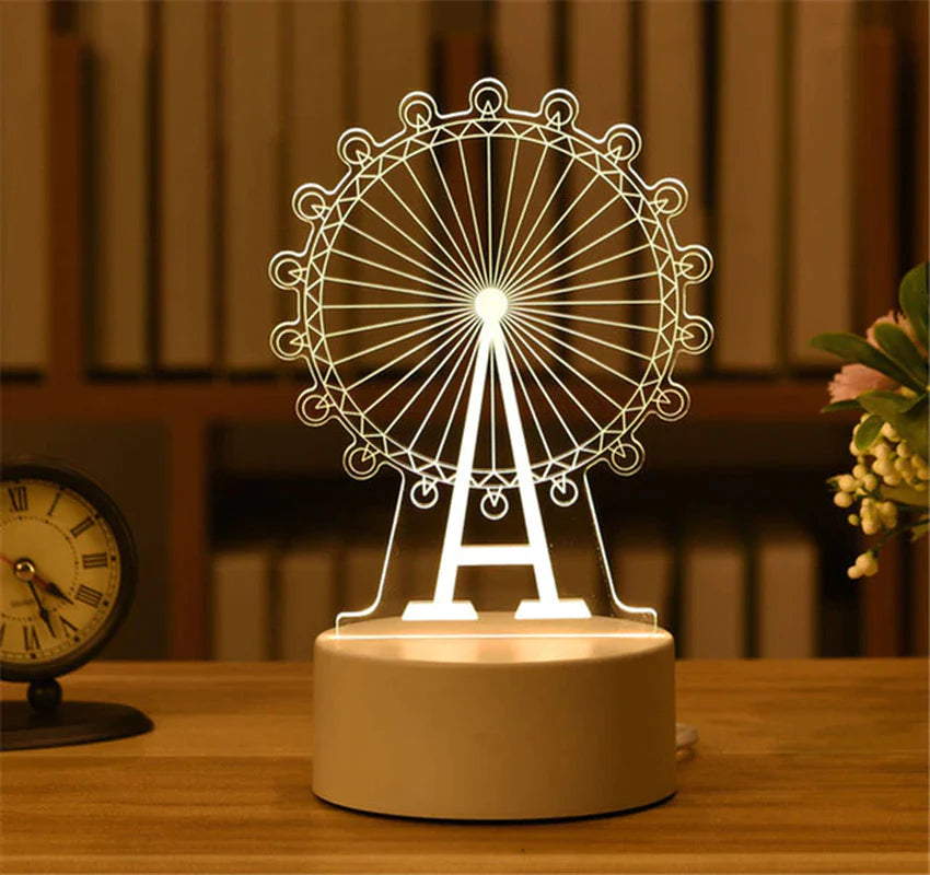3D Lamp Acrylic LED Night Lights Christmas Party Decoration Night Light for Home Bedroom Decor New Year Wedding Neon Lamp USB