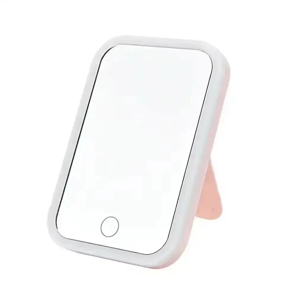16 LED Makeup Mirror Table Type Single Side Portable Desktop Beauty Mirror Student Dormitory with Light Makeup Rotating Storage