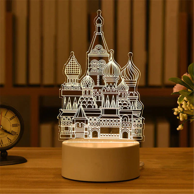 3D Lamp Acrylic LED Night Lights Christmas Party Decoration Night Light for Home Bedroom Decor New Year Wedding Neon Lamp USB