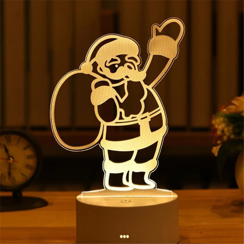 3D Lamp Acrylic LED Night Lights Christmas Party Decoration Night Light for Home Bedroom Decor New Year Wedding Neon Lamp USB