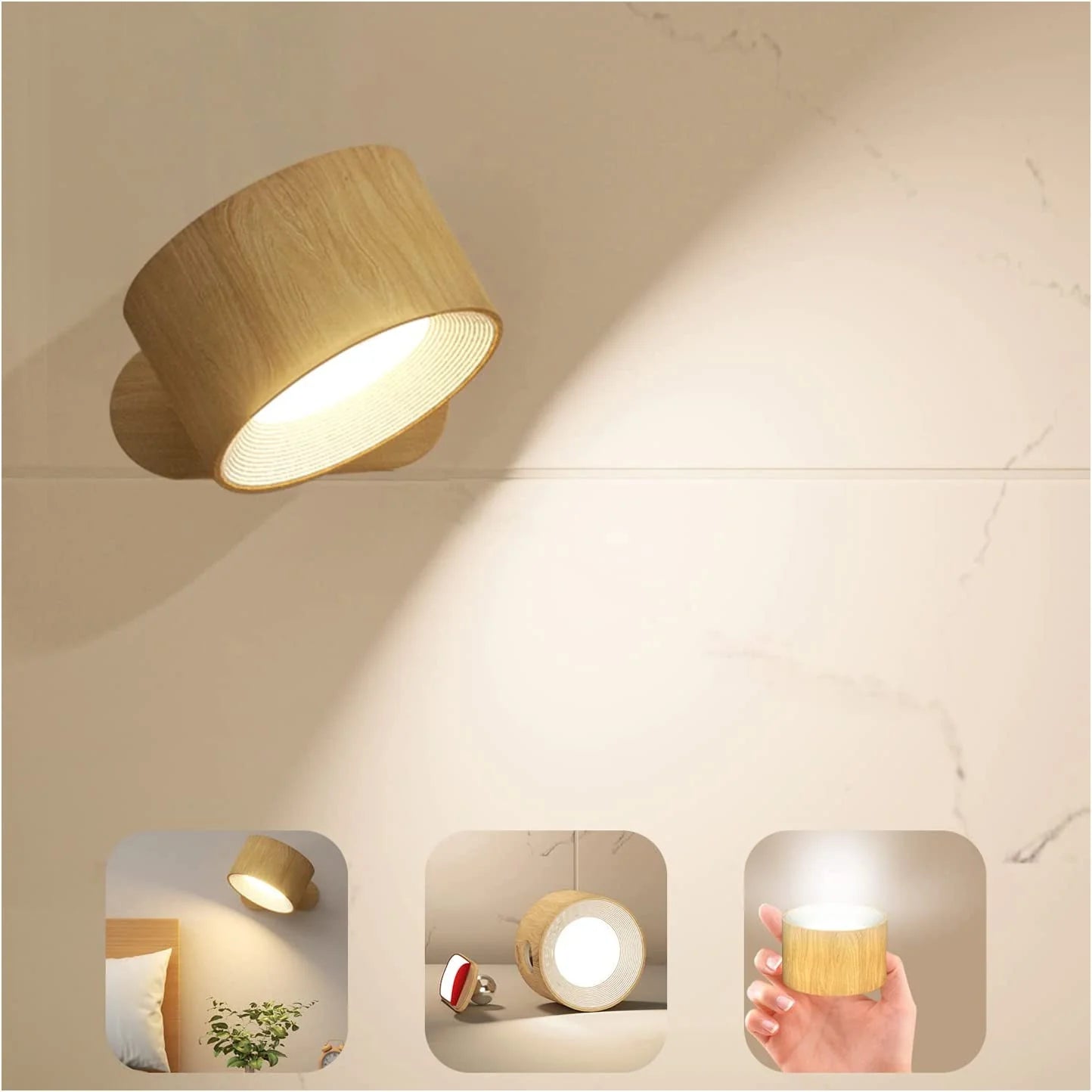 USB Rechargeable LED Wall Reading Light with Touch Control & Magnetic Mount