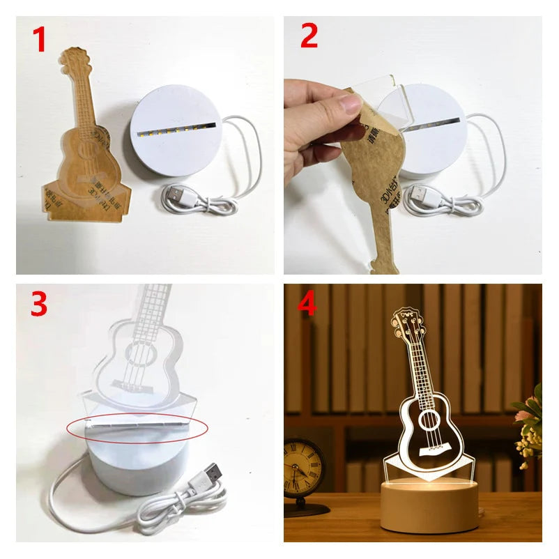 3D Lamp Acrylic LED Night Lights Christmas Party Decoration Night Light for Home Bedroom Decor New Year Wedding Neon Lamp USB
