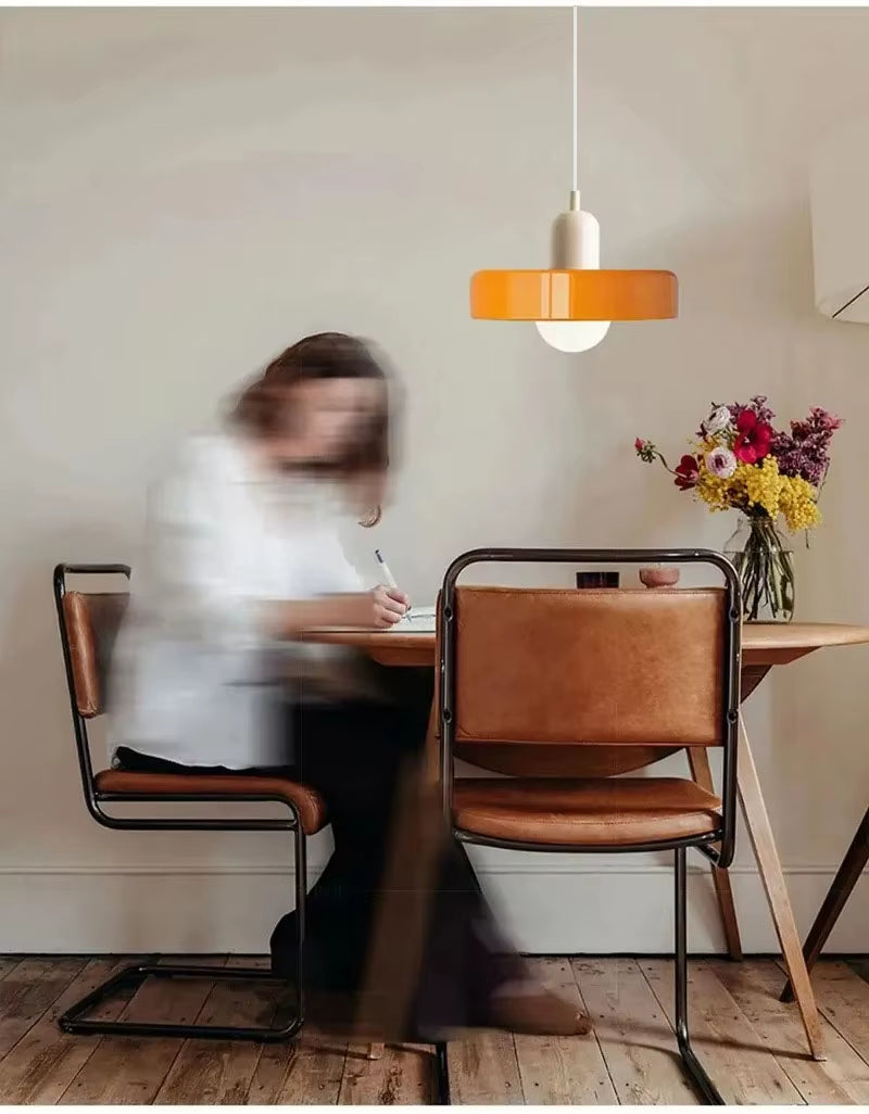 Nordic Retro Glass Pendant Lamps Indoor E27 LED Chandelier Living Room Dining Room Bedroom Kitchen Decorative Lights Fixture