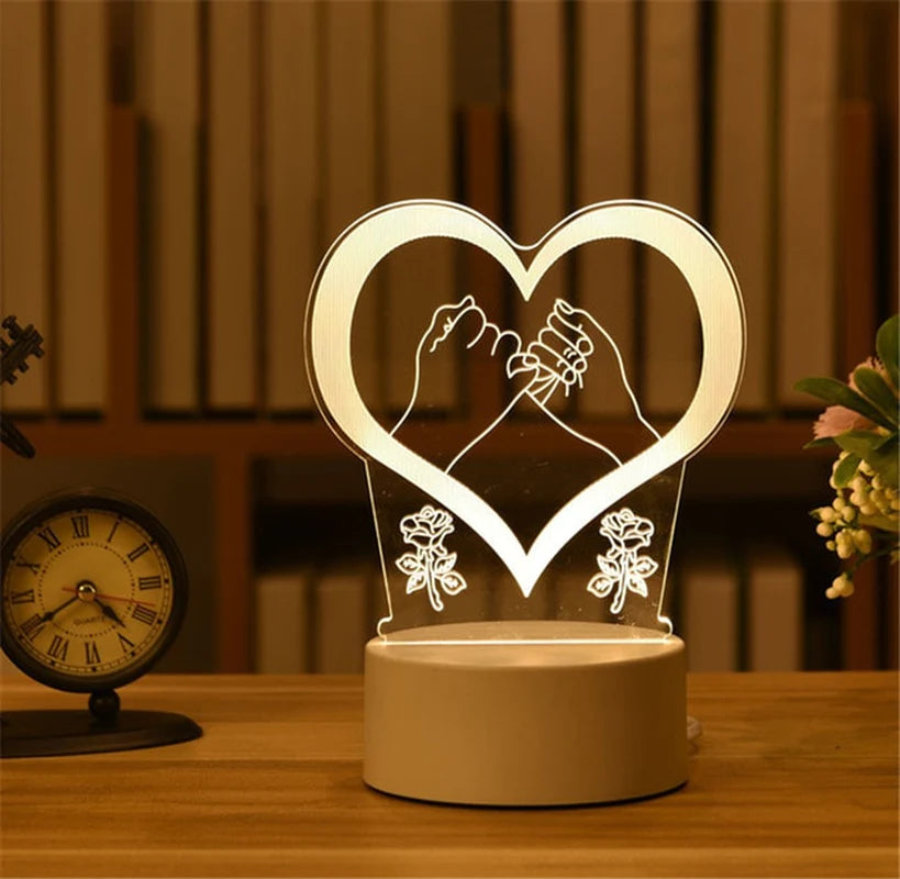 3D Lamp Acrylic LED Night Lights Christmas Party Decoration Night Light for Home Bedroom Decor New Year Wedding Neon Lamp USB